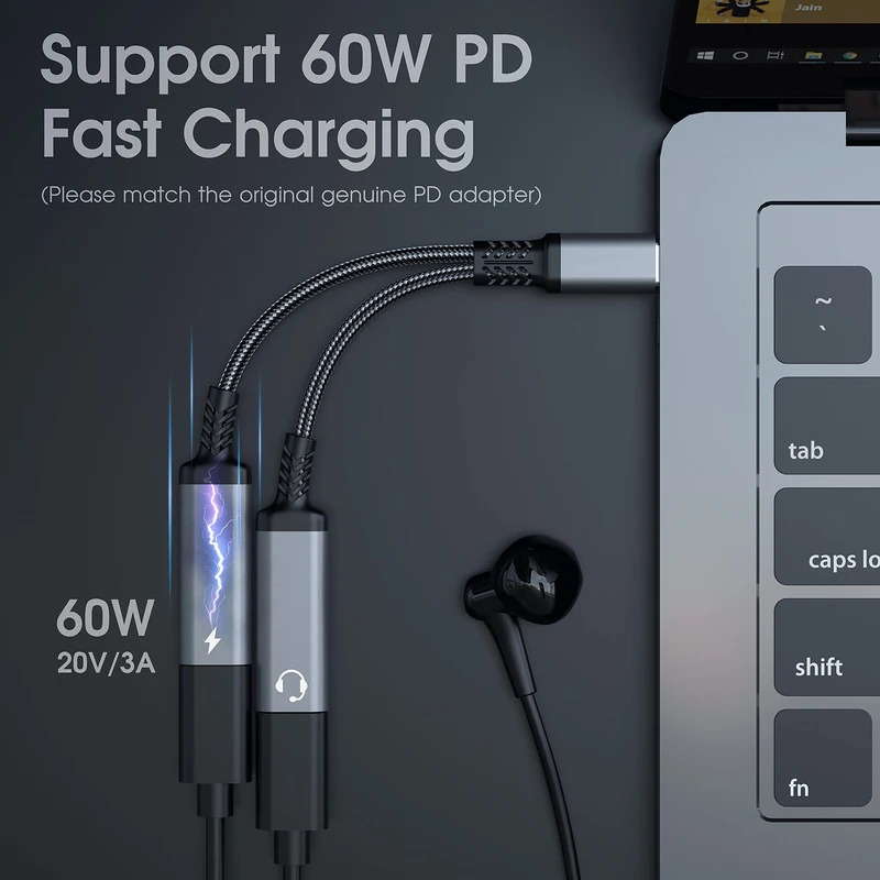 OTG 2 IN 1 USB C Splitter to D - огляд і ціна Earphone Splitter Jack